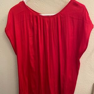 Ann Taylor LOFT Womens Red Sleeveless Tie Back Shirred Blouse Size Large